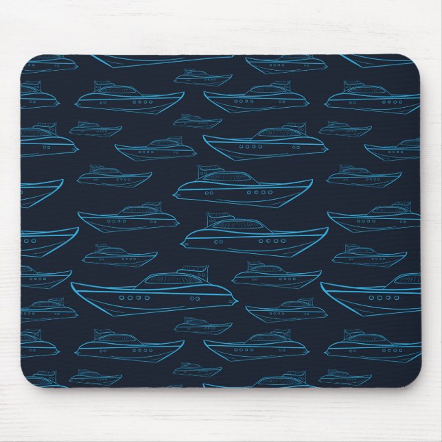 Mousepad Teste padrão azul do iate (Frente)