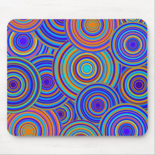 Mousepad Teste padrão azul e alaranjado retro dos círculo