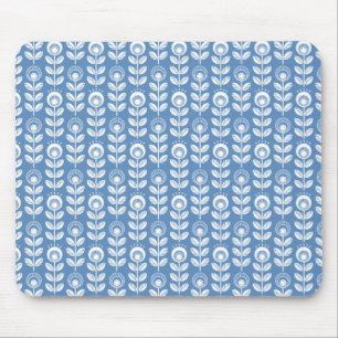 Mousepad Teste padrão azul escandinavo retro