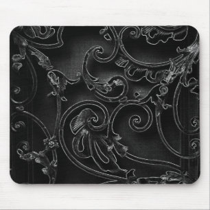 Mousepad Teste padrão barroco gótico preto do redemoinho