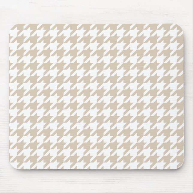 Mousepad Teste padrão bege de Houndstooth (Frente)