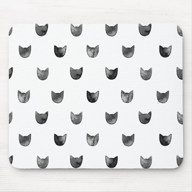 Mousepad Teste padrão bonito chique preto e branco do gato (Frente)