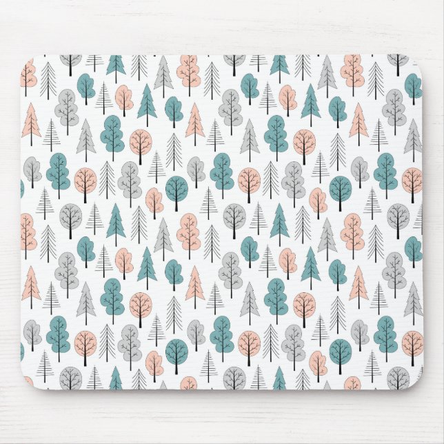 Mousepad Teste padrão bonito da floresta do Doodle (Frente)