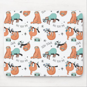 Mousepad Teste padrão bonito da preguiça
