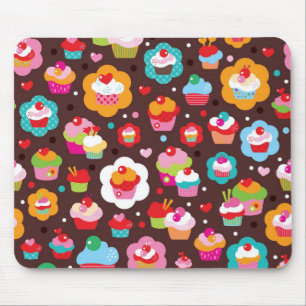 Mousepad Teste padrão bonito do bolo do copo