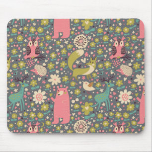 Mousepad Teste padrão bonito dos animais da floresta