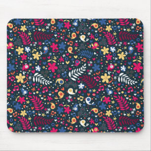 Mousepad teste padrão bonito dos pássaros e de flores