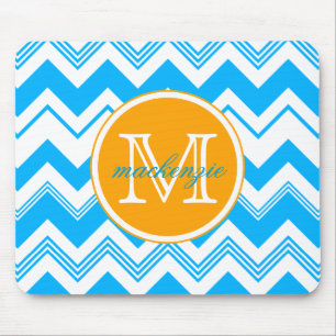 Mousepad Teste padrão branco azul conhecido de Chevron do