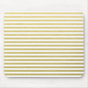 Mousepad Teste padrão branco das listras da folha Dourado