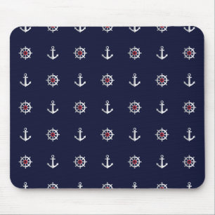 Mousepad Teste padrão branco e azul vermelho da âncora