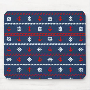 Mousepad Teste padrão branco e azul vermelho do oceano