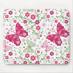 Mousepad Teste padrão branco floral
