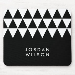 Mousepad Teste padrão branco moderno minimalista preto do