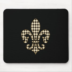 Mousepad Teste padrão Checkered da flor de lis