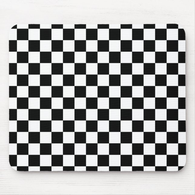 Mousepad Teste padrão checkered preto e branco (Frente)