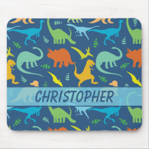 Mousepad Teste padrão colorido do dinossauro a personaliza