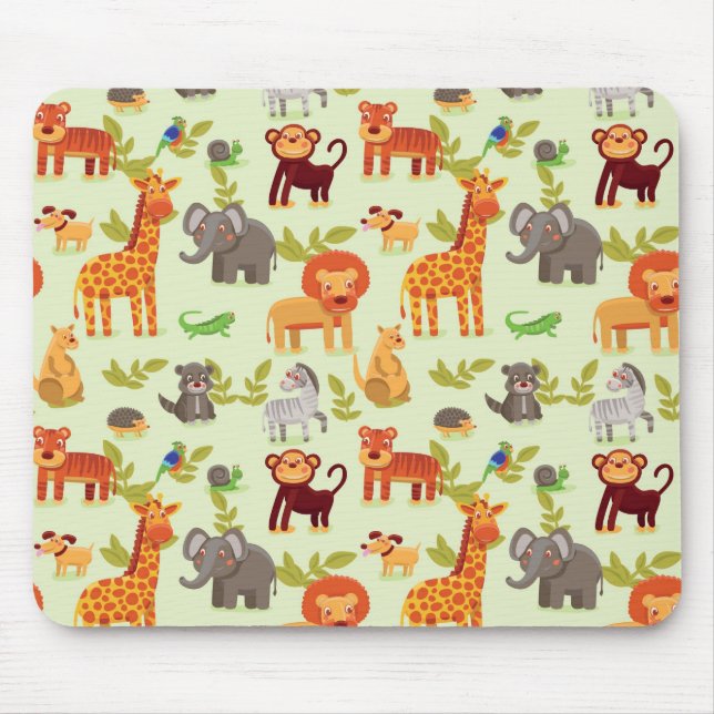 Mousepad Teste padrão com animais dos desenhos animados (Frente)
