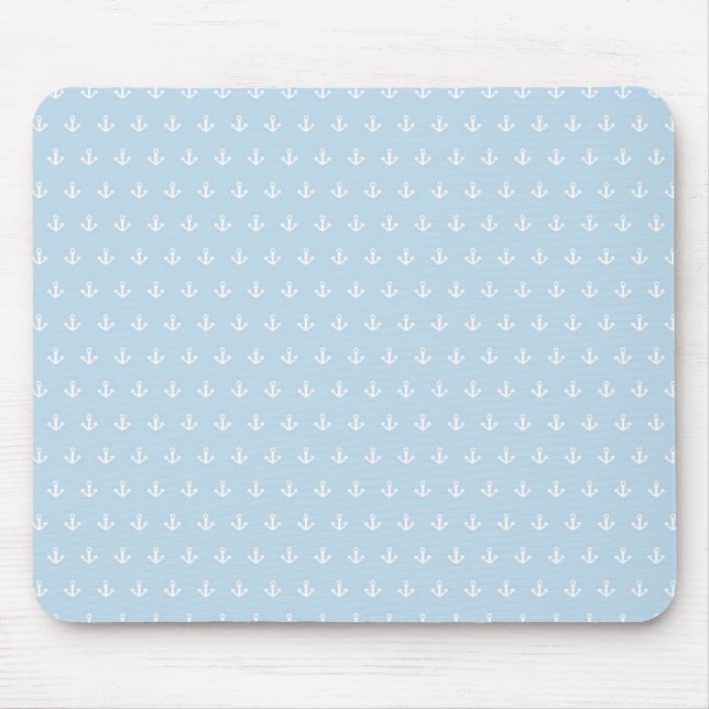 Mousepad Teste padrão com as âncoras brancas no azul (Frente)