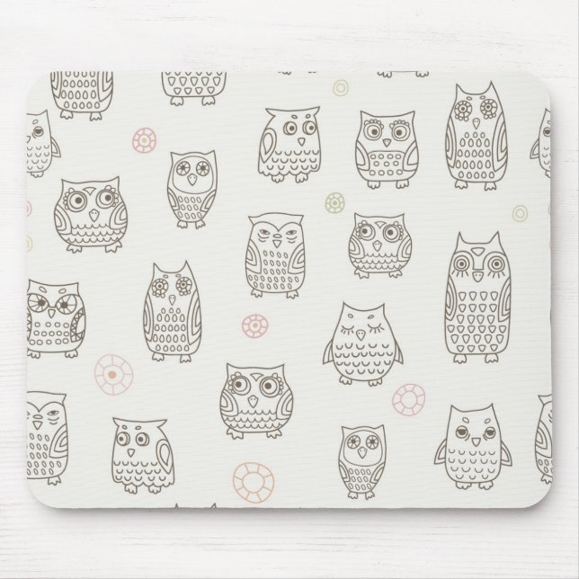 Mousepad Teste padrão com corujas (Frente)