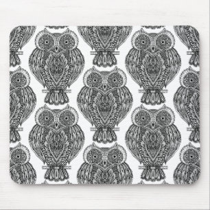 Mousepad Teste padrão com Doodle das corujas