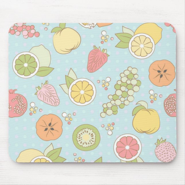 Mousepad Teste padrão com frutas e bagas (Frente)