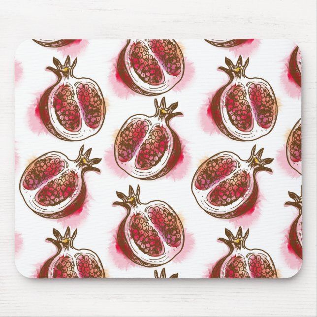 Mousepad Teste padrão com romã (Frente)
