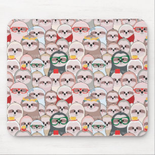 Mousepad Teste padrão cómico da preguiça