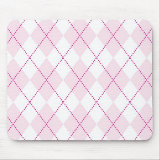 Mousepad Teste padrão cor-de-rosa e branco de Argyle