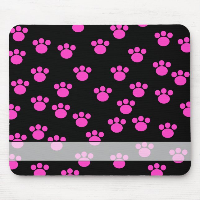 Mousepad Teste padrão cor-de-rosa e preto brilhante do (Frente)