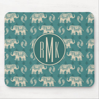 Mousepad Teste padrão da caravana da cerceta do elefante do