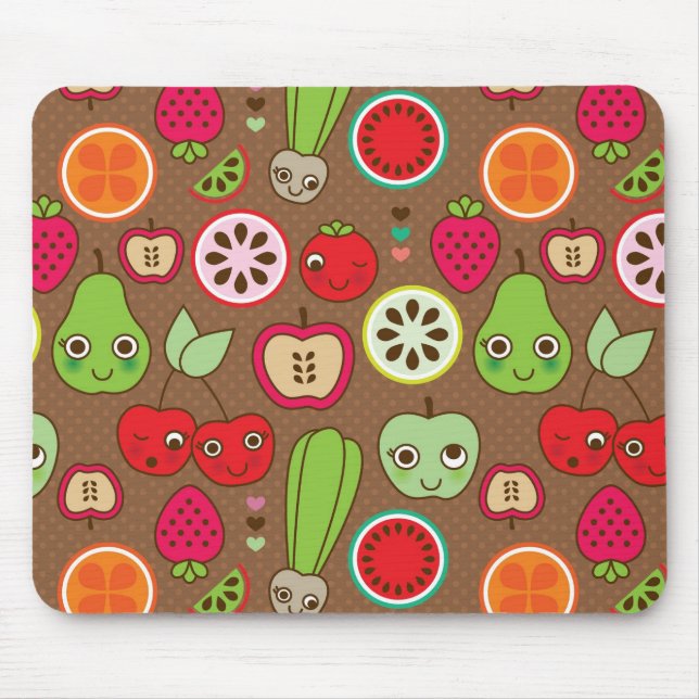 Mousepad Teste padrão da cozinha da fruta (Frente)
