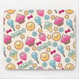 Mousepad Teste padrão da criança de Kawaii com doodles