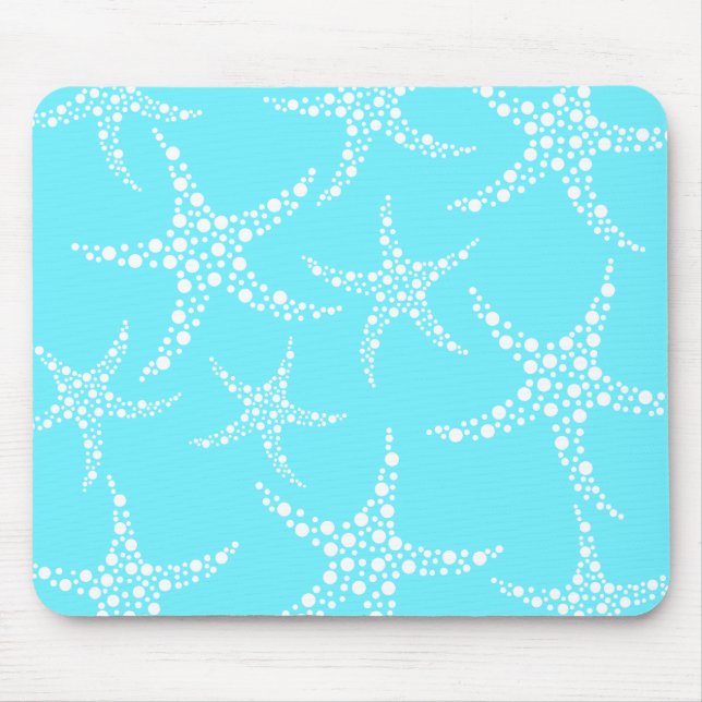 Mousepad Teste padrão da estrela do mar na turquesa e no (Frente)