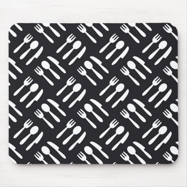 Mousepad Teste padrão da faca da colher da forquilha (Frente)