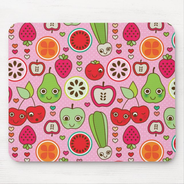 Mousepad teste padrão da ilustração da cozinha da fruta (Frente)