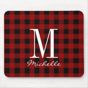 Mousepad Teste padrão da verificação do búfalo do monog