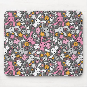 Mousepad teste padrão das cinzas do kawaii