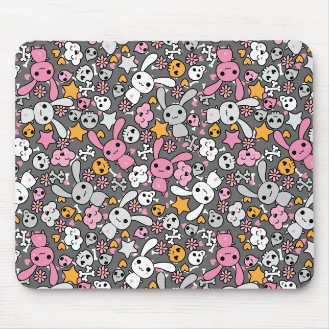 Mousepad teste padrão das cinzas do kawaii (Frente)