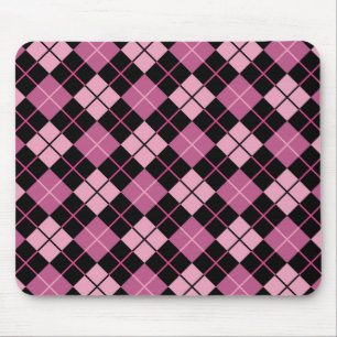 Mousepad Teste padrão de Argyle no preto e no rosa
