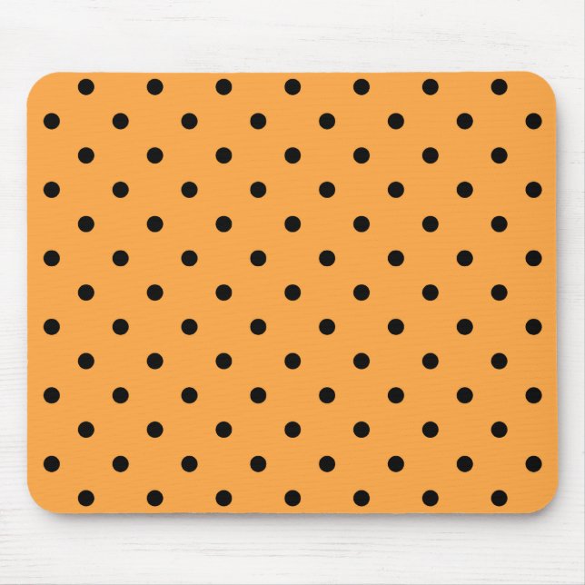 Mousepad Teste padrão de bolinhas alaranjado e preto (Frente)