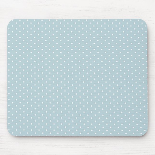 Mousepad Teste padrão de bolinhas branco azul feminino (Frente)