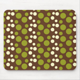 Mousepad Teste padrão de bolinhas branco verde de Brown
