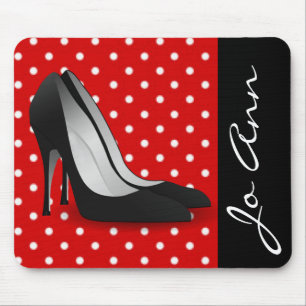Mousepad Teste padrão de bolinhas branco vermelho dos