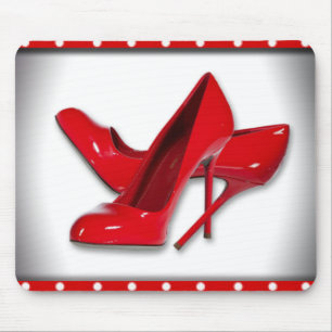 Mousepad Teste padrão de bolinhas vermelho dos saltos alto