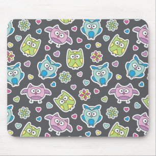 Mousepad teste padrão de corujas dos desenhos animados