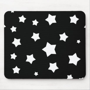 Mousepad Teste padrão de estrelas preto e branco