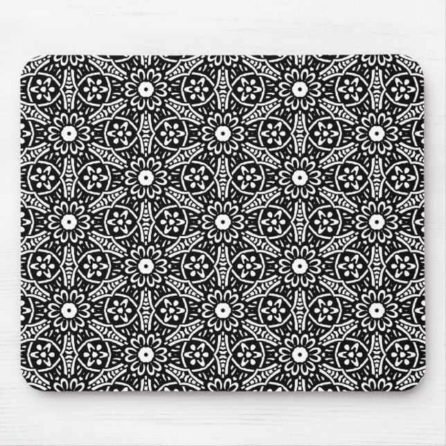 Mousepad Teste padrão de flor geométrico (Frente)