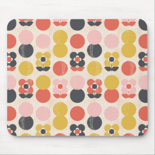 Mousepad Teste padrão de flor moderno do meio século