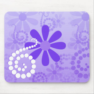 Mousepad Teste padrão de flor retro da margarida roxa