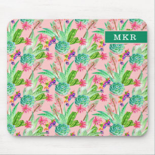 Mousepad Teste padrão de florescência dos Succulents da
